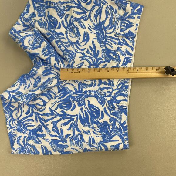 Lilly Pulitzer Callahan Shorts Womens 0 Blue White Lobster Crab Nautical 30x5" - Picture 7 of 16